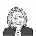 Hillary Clinton Vector Art, Black and White, Vector Design Illustration.