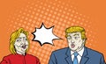 Hillary Clinton Versus Donald Trump Debate Pop Art Vintage Comic Style Royalty Free Stock Photo