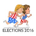 Hillary and Trump Run for President Election 2016 Royalty Free Stock Photo