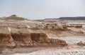 Hills of chalk and limestone and slopes of multi-colored mountains with weathering and washouts from water Royalty Free Stock Photo