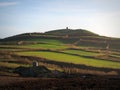 Hills, fields and old windmill, in Sao Miguel, Azores