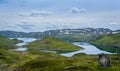 Hills, islands and lake water nordic landscape. Royalty Free Stock Photo