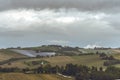 Hills landscape with solar panels