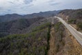 Hills of North Carolina and highway with power lines in off season Royalty Free Stock Photo