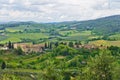 Hills, vineyards and cypress trees, Tuscany landscape near San Gimignano Royalty Free Stock Photo