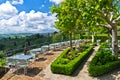 Hills, vineyards and cypress trees, Tuscany landscape near San Gimignano Royalty Free Stock Photo