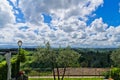 Hills, vineyards and cypress trees, Tuscany landscape near San Gimignano Royalty Free Stock Photo