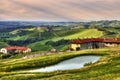 The hills and vineyards of the Langhe. Royalty Free Stock Photo