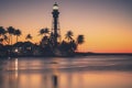 Hillsboro Inlet Lighthouse at sunrise Royalty Free Stock Photo