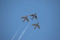 Three US Air force  F-86 Sabre jet fighters in a close formation Royalty Free Stock Photo