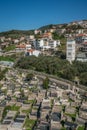 Hillside homes and cemetery in Ulcinj town