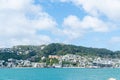 Hillside homes packed close together on side Mount Victoria, Wellington