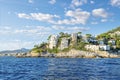 Hillside mansions and luxury homes along the coast of the French Riviera near Saint Jean Cap Ferrat, France Royalty Free Stock Photo