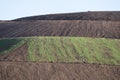 Hillside of recultivated landfill with gas pipes Royalty Free Stock Photo