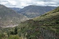 Hillside tombs at the biggest cemetery from Incan time, Pisac Inca Ruins in the Sacred Valley of the Incas, Cusco, Peru