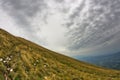 Hillside with trekking path to Trem peak at Suva Planina mountain