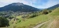 Hillside walkway with view to klosters, switzerland Royalty Free Stock Photo