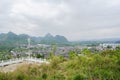 Hilltop balustraded platform overlooking Qingyan town in cloudy