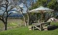 Picnic Table with View of California Vineyard Royalty Free Stock Photo