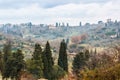 Rural Tuscan landscape in the cloudy evening