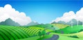 Hilly landscape with far mountains and clouds Royalty Free Stock Photo