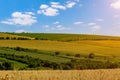 The hilly nature of Eastern Europe with fertile soils for agriculture. Landscape or background Royalty Free Stock Photo