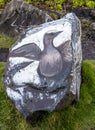 A bird painted on the lava rock found on Paradise Cliffs in Hilo, Hawaii Royalty Free Stock Photo