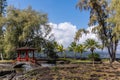 Japanese covered bridge at Liliuokalani Gardens in Hilo, Hawaii, USA Royalty Free Stock Photo