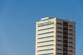 Hilton Double Tree Hotel building sign against blue sky background Royalty Free Stock Photo