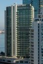 Hilton Double Tree Hotel in the skyline against blue sky background at Dubai Marina Royalty Free Stock Photo