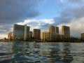 Hilton Hawaiian Village Waikiki Beach Resort and people on the Kahanamoku Beach