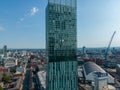 Hilton Hotel in Beetham Tower in Manchester Deansgate - MANCHESTER, UK - AUGUST 16, 2022 Royalty Free Stock Photo