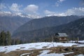 Himachal, India - Feb 6th, 2021 : Mountains landscape, Fog in Himalayas Royalty Free Stock Photo