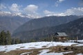 Himachal, India - Feb 6th, 2021 : Mountains landscape, Fog in Himalayas Royalty Free Stock Photo