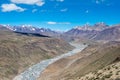 Chandra River Chenab River view from Kunzum Pass Kunzum La - Chandra Taal Moon Lake Trekking course in Spiti, India.