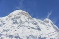 Himalaya Annapurna South, snow mountain peak in blue sky, Nepal Royalty Free Stock Photo