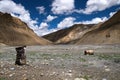 Himalaya Landscape & Oil Drums Royalty Free Stock Photo