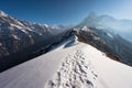 Himalaya mountain landscape view from Mardi Himal trekking route, Pokhara, Nepal