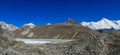 Himalaya mountain panorama on EBC trek hiking in Nepal Royalty Free Stock Photo