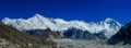 Himalaya mountain panorama on EBC trek hiking in Nepal Royalty Free Stock Photo