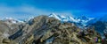 Beautiful Himalaya mountain panorama on EBC trek hiking in Nepal Royalty Free Stock Photo