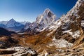 Himalaya Mountain Peaks from Cho La pass, Inspirational Autumn L Royalty Free Stock Photo