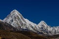 Himalaya mountain Pumori peak summit on EBC Nepal trek hiking route Royalty Free Stock Photo