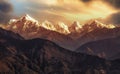 Himalaya mountain range with Panchchuli snow peaks at Uttarakhand India