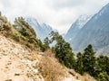 Himalaya mountain views on route to Everest Base Camp