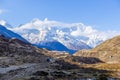 Himalaya mountain views on route to Everest Base Campst Base Camp in Nepal Royalty Free Stock Photo