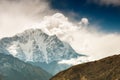 Himalaya mountains with clouds at sunset, Nepal Royalty Free Stock Photo