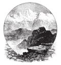 Himalaya Mountains, vintage illustration