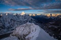 Himalaya at Sunrise. View from Top of Island Peak Mountain. Nepal Royalty Free Stock Photo