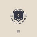 Himalayan bear logo. Mountain travel emblem. Active leisure club and camp.